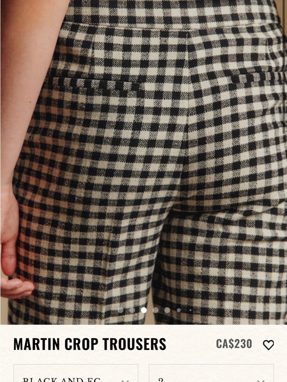 SEZANE MARTIN CROP TROUSERS
Black and Ecru Gingham 36 - Picture 3 of 13